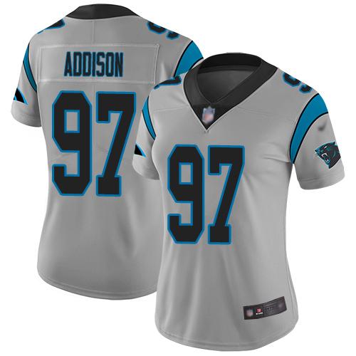 Carolina Panthers Limited Silver Women Mario Addison Jersey NFL Football #97 Inverted Legend